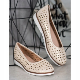 Kylie Durchbrochene Ballerinas mit Glitzer beige golden 1