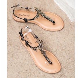 Small Swan Elegante Sandalen mit Zirkonia schwarz 1