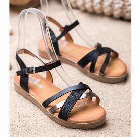 Weide Stylische Sandalen aus Öko-Leder schwarz 1