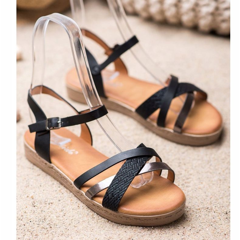 Weide Stylische Sandalen aus Öko-Leder schwarz 1