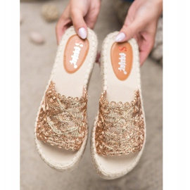 Seastar Espadrilles Hausschuhe auf der Plattform golden 2
