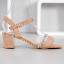 Anesia Paris Sandalen auf einer Stange mit Zirkonia beige 2