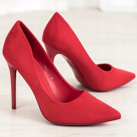 Small Swan Rote Stilettos mit Wildleder 1