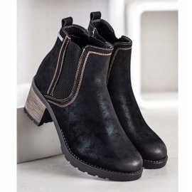 SHELOVET Stylische Stiefel mit Glitzer schwarz 2