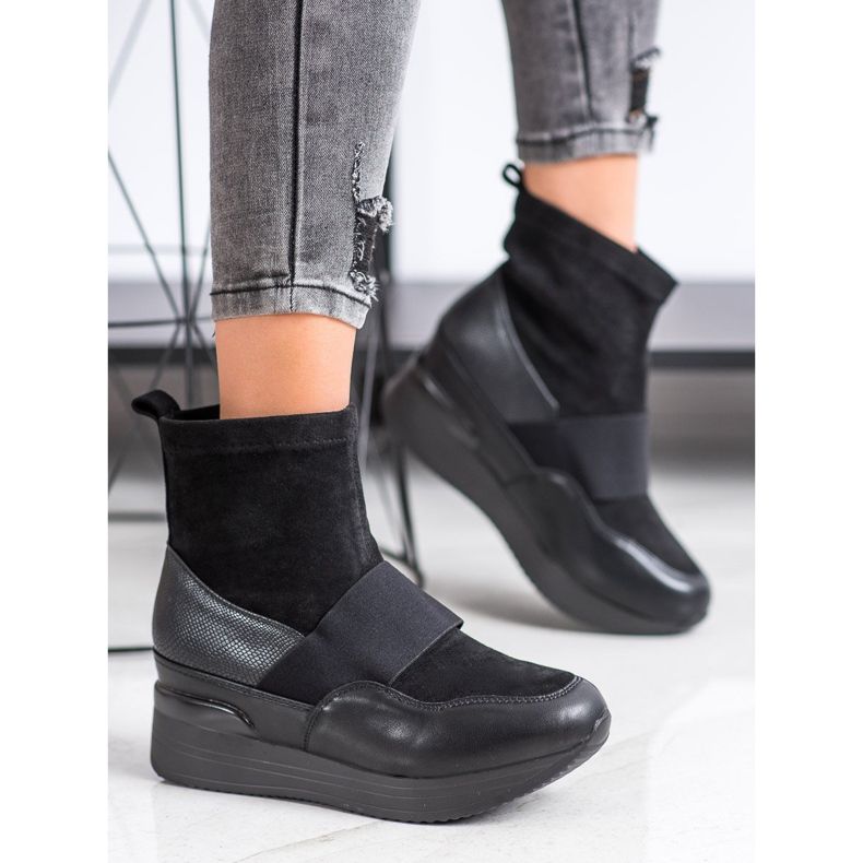 SHELOVET Modische Slip-On-Stiefel schwarz 2