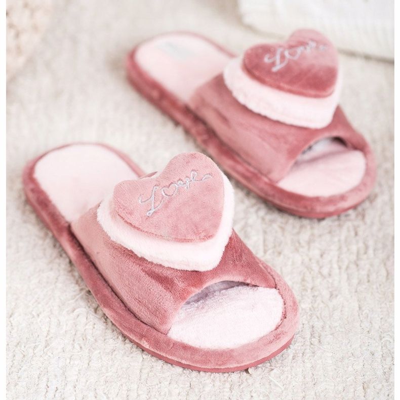 Bona Warme Hausschuhe mit Herz beige rosa 1