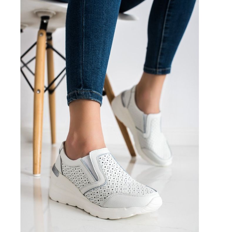 Goodin Weiße Slip-On-Sneakers aus Leder 2