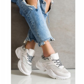 SHELOVET Graue Sneakers mit Schlangenmuster beige 1