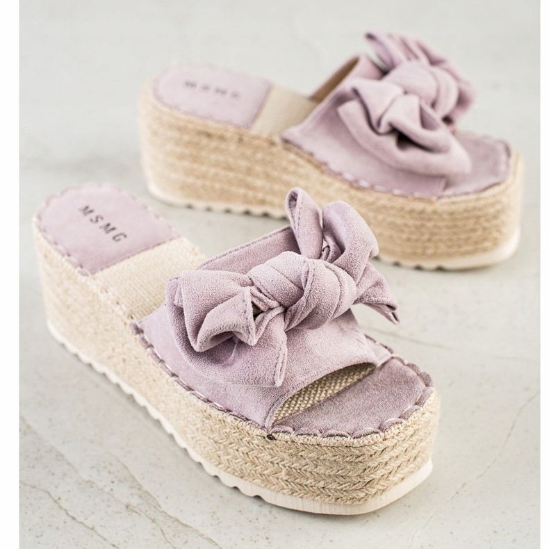 SHELOVET Hausschuhe auf der Plattform mit Schleife violett 1