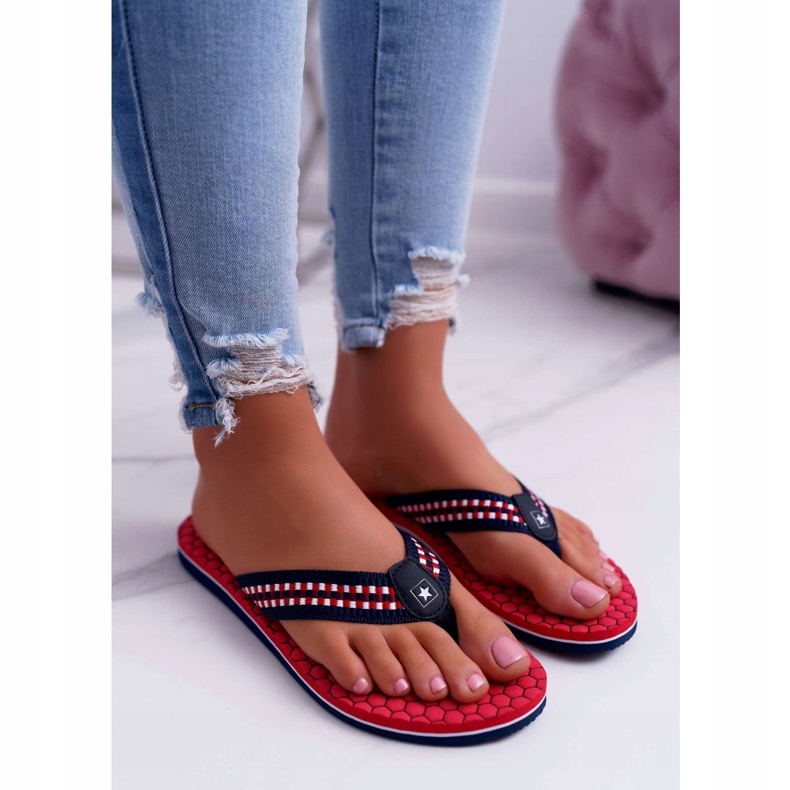 Damen Hausschuhe Flip-Flops Big Star Rot DD274A252 navy blau 2