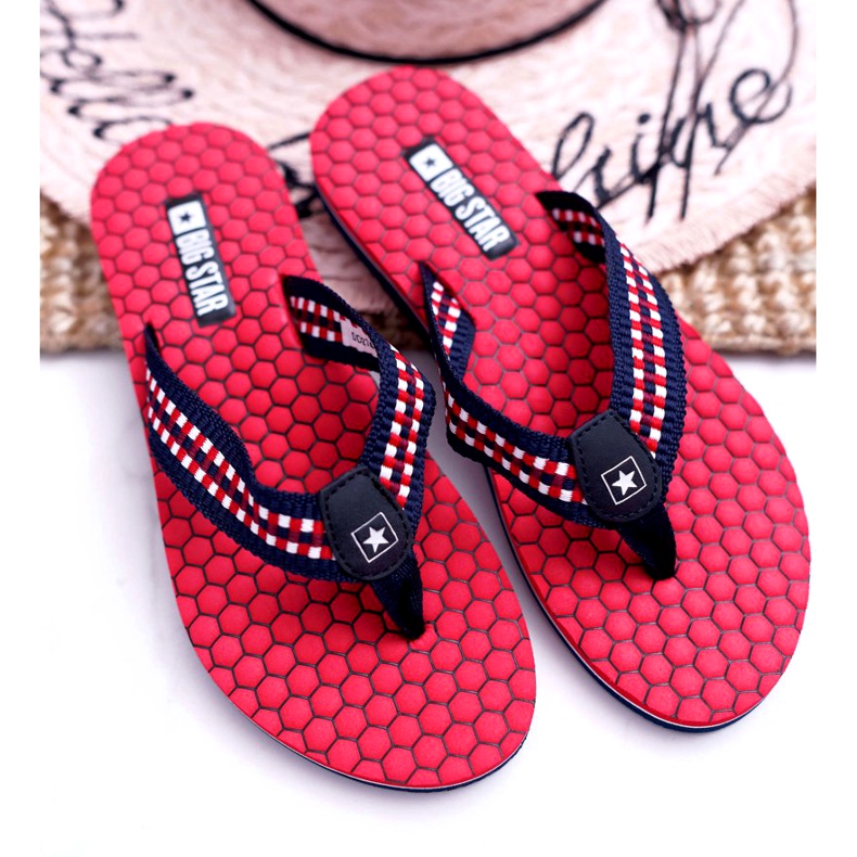 Damen Hausschuhe Flip-Flops Big Star Rot DD274A252 navy blau 3