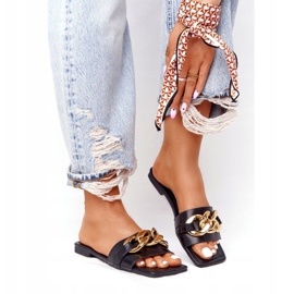 Lederpantoffeln mit Kette Schwarzer French Kiss golden 2