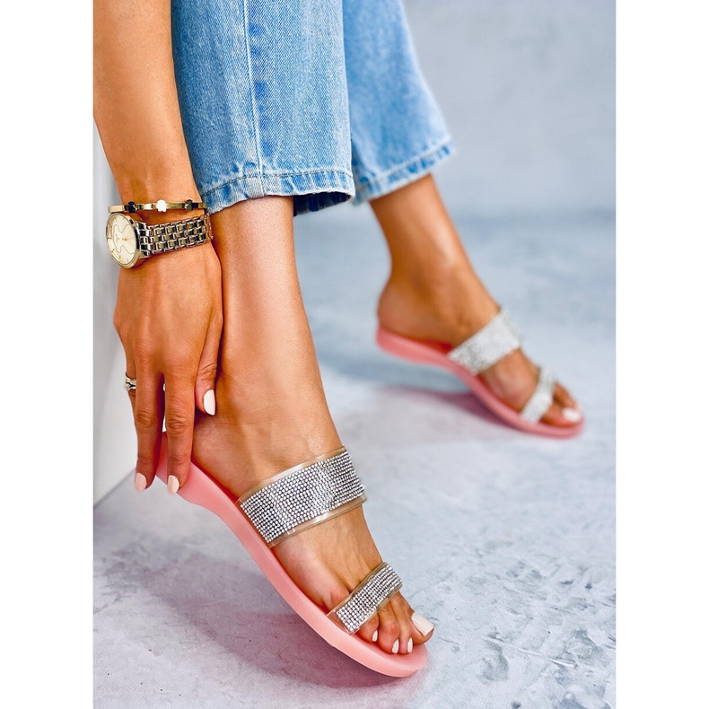 Rosa BG51 Rosa Silikon-Hausschuhe silber- 1