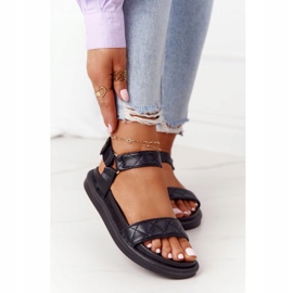 PS1 Schwarze Turnaround-Sandalen mit Steppung auf der Plattform 2