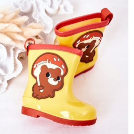 Gelbe Galoschen für Kinder mit Teddybär 1