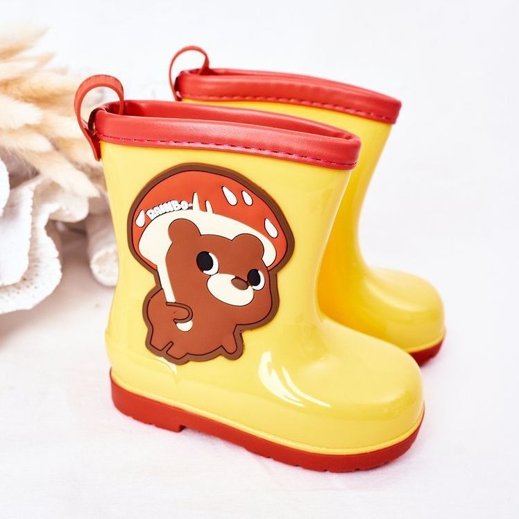 Gelbe Galoschen für Kinder mit Teddybär 2