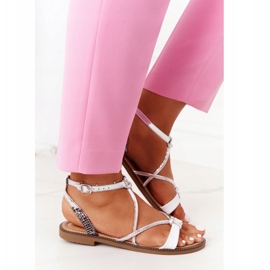 S.Barski Flache Sandalen S. Barski LJ281 Weiß und Silber silber- 2