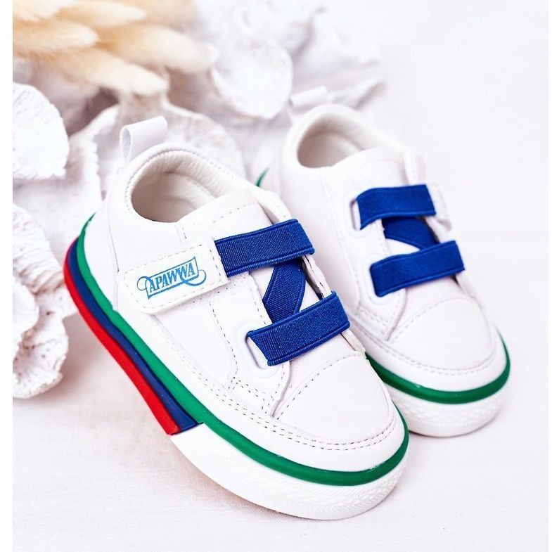 Apawwa Gerippte Kinder-Sneaker in Weiß und Marineblau Baxter navy blau 2