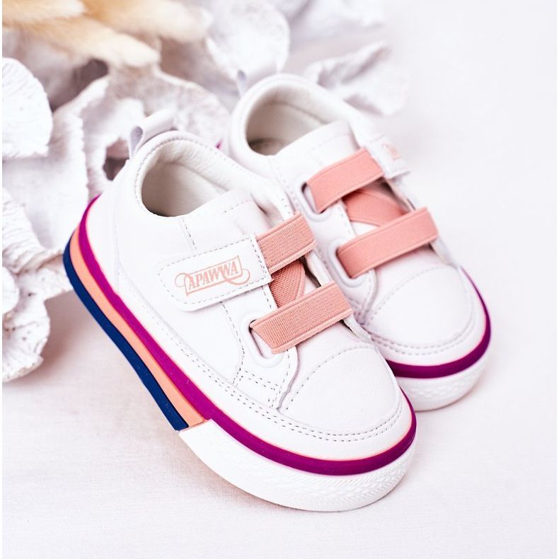 Apawwa Gerippte Kinder-Sneaker in Weiß und Rosa Baxter 2