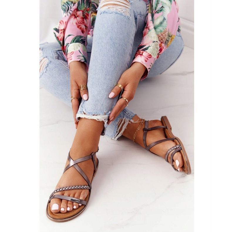 S.Barski Sandalen mit Zopf S. Bararski 152-1 Kupfer mehrfarbig 1