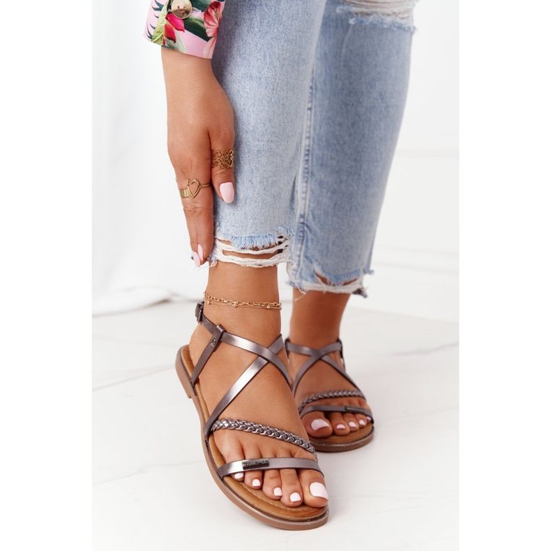 S.Barski Sandalen mit Zopf S. Bararski 152-1 Kupfer mehrfarbig 2