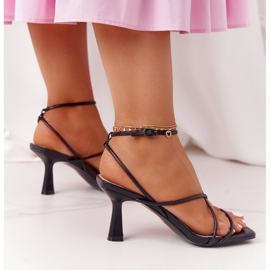 Sandalen auf hohem Absatz mit eckiger Zehenpartie S.Barski C420-11 Schwarz 4