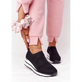 Durchbrochene Sneakers Slip-On mit Keilabsatz Schwarz Sophia weiß 1