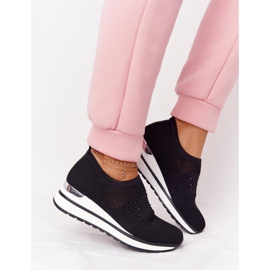 Durchbrochene Sneakers Slip-On mit Keilabsatz Schwarz Sophia weiß 2
