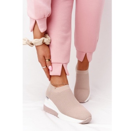 Durchbrochene Sneakers Slip-On mit Keilabsatz Beige Harmony weiß 2