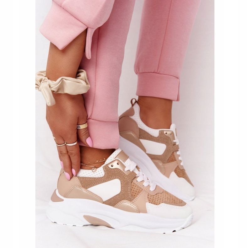 Sneakers für Damen Beige Yolo auf großer Sohle weiß 1