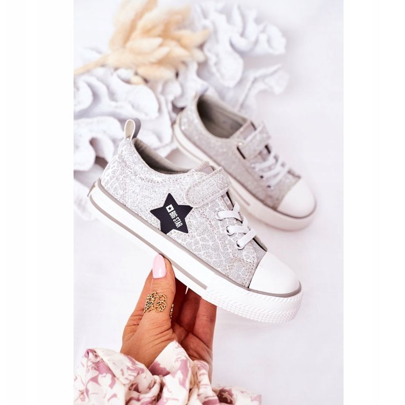 Kinder Sneaker mit Klettverschluss Big Star HH374025 Silber 1