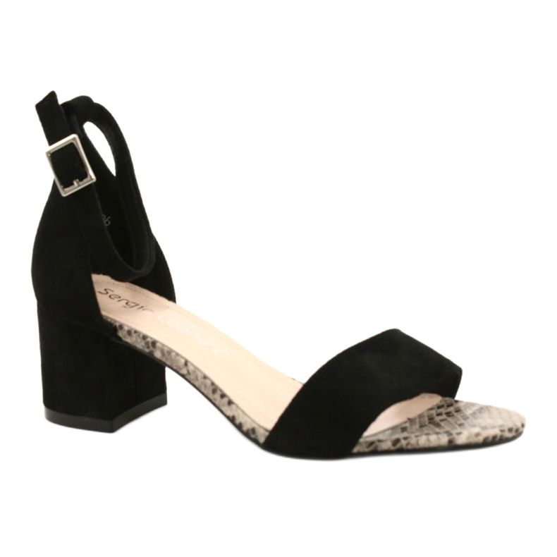 Sandalen auf niedrigem Pfosten Sergio Leone SK839 beige braun schwarz 2