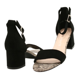 Sandalen auf niedrigem Pfosten Sergio Leone SK839 beige braun schwarz 4