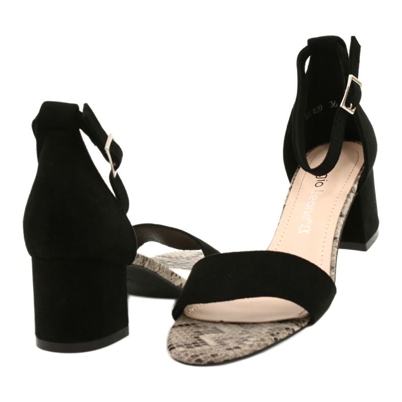 Sandalen auf niedrigem Pfosten Sergio Leone SK839 beige braun schwarz 4