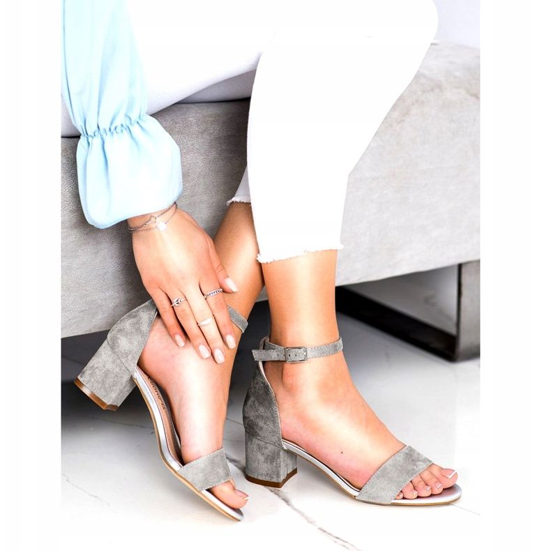 Sergio Leone Sandalen auf einer niedrigen Öko -Säule SK839 Silber 2