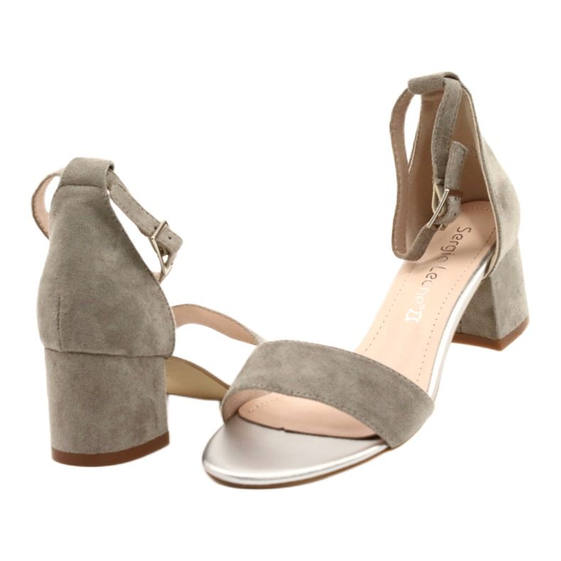 Sergio Leone Sandalen auf einer niedrigen Öko -Säule SK839 Silber 4
