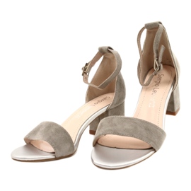 Sergio Leone Sandalen auf einer niedrigen Öko -Säule SK839 Silber 3