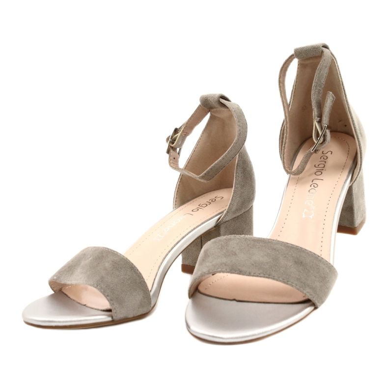 Sergio Leone Sandalen auf einer niedrigen Öko -Säule SK839 Silber 3
