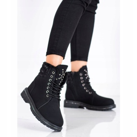 SHELOVET Schwarze Trapper mit Zirkonia 2