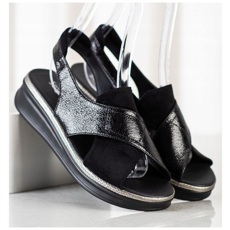 Sergio Leone Slip-On-Sandalen schwarz 1