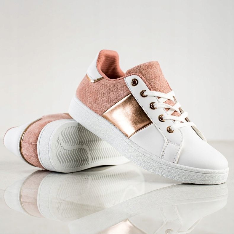 SHELOVET Modische Sneakers mit Schnürung weiß rosa mehrfarbig 1