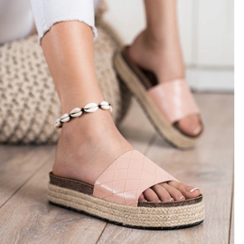 SHELOVET Hausschuhe auf der Plattform rosa 1