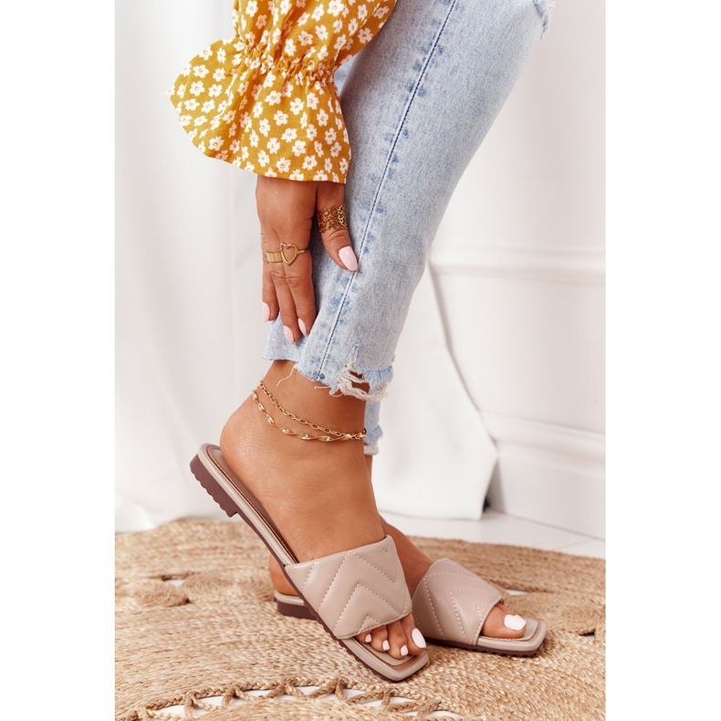 S.Barski Hausschuhe aus Leder mit Steppung S. Barski 331-42 Cappuccino beige 2