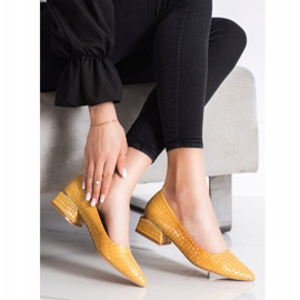 Goodin Gelbe Pumps mit Schlangenmuster 1