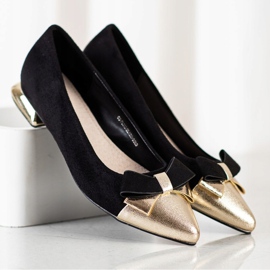Goodin Pumps mit Schleife schwarz golden 2