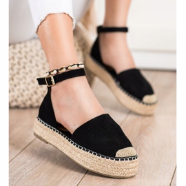 SHELOVET Espadrilles mit Schnalle schwarz 2