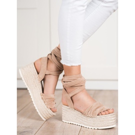 SHELOVET Gebundene Espadrilles-Sandalen beige 1