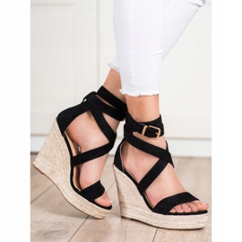 SHELOVET Espadrilles-Sandalen mit Schnalle schwarz 1