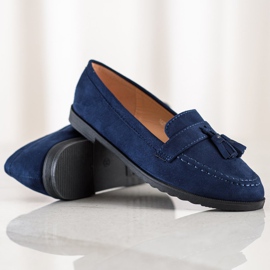 SHELOVET Lässige Loafer mit Fransen navy blau blau 1