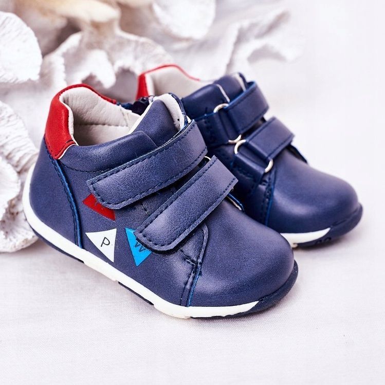 Apawwa Kinder-Brogues mit Klettverschluss Marineblau Milo 2